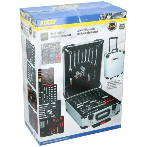 Hand tool set - 187 pieces - in aluminum rolling case - CRV