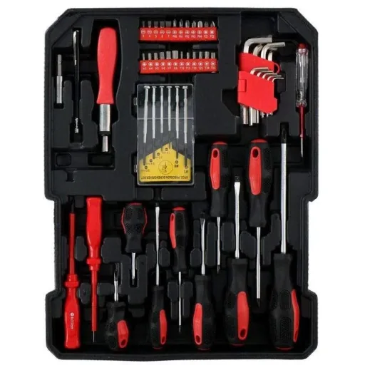 Hand tool set - 187 pieces - in aluminum rolling case - CRV