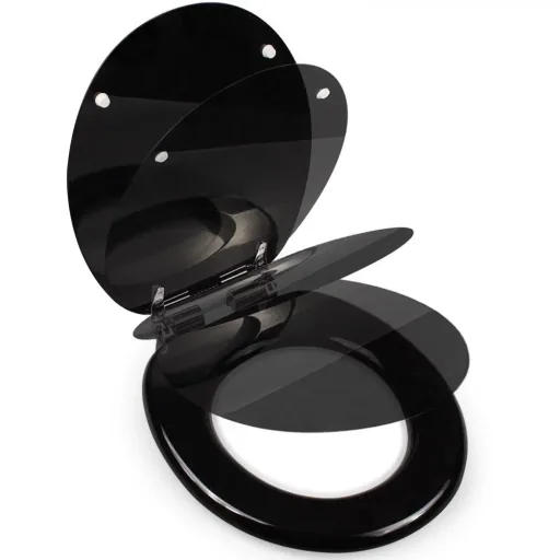 Toilet seat with soft close mechanism black