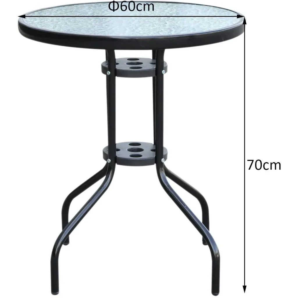 Glass table with water ripple pattern black