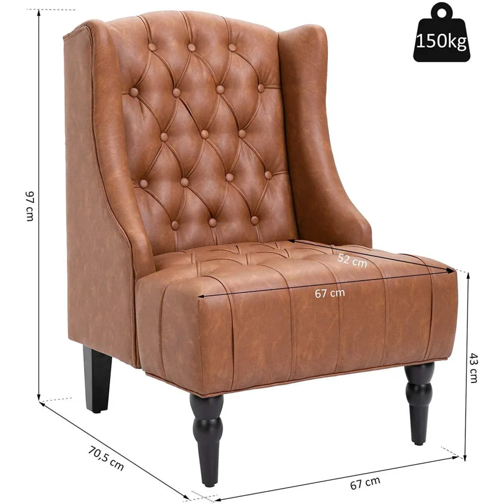 Wing chair with tufting