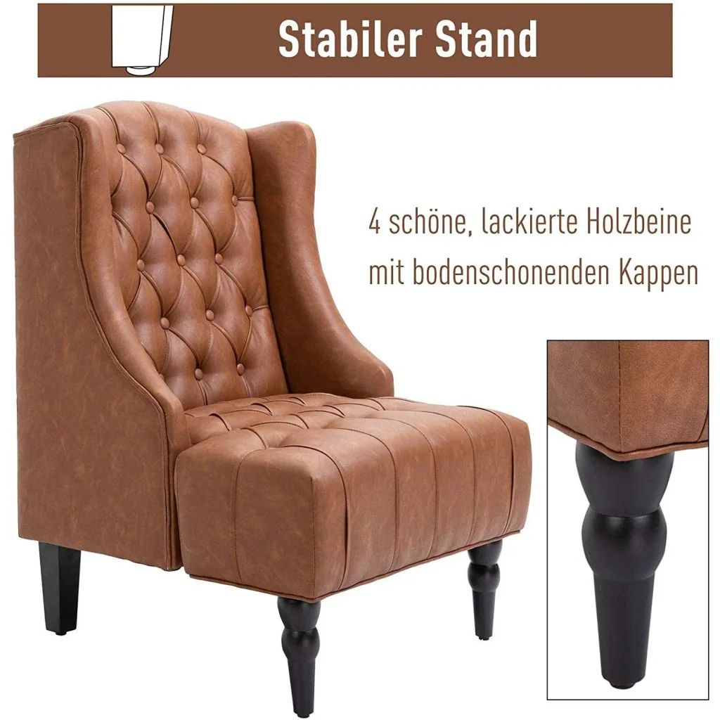 Wing chair with tufting