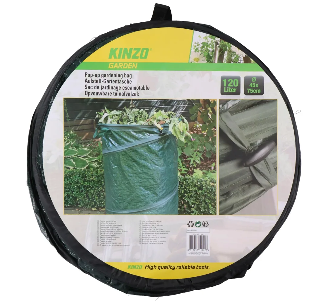 Pop-Up Garden Waste Bag, 120 Liters, Dark Green, 75 x 45 cm