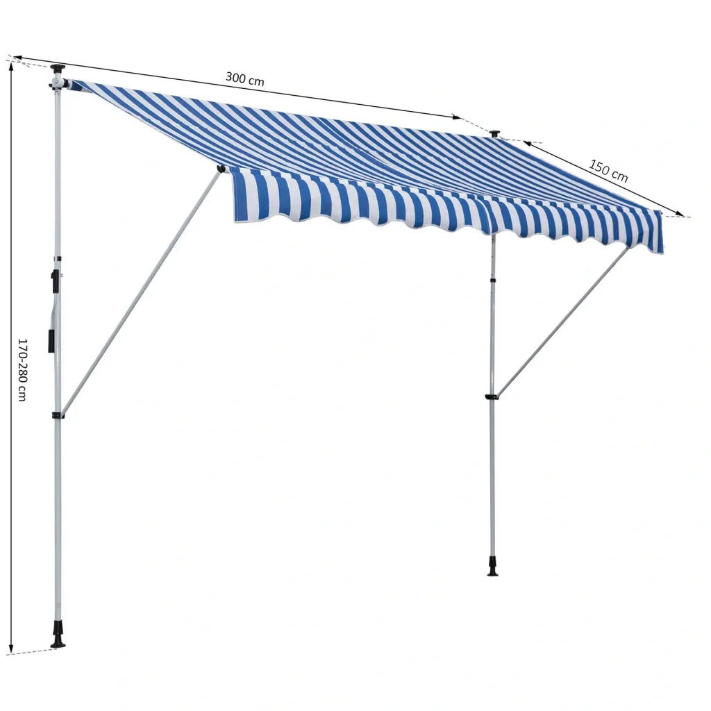Clamp awning with folding arm