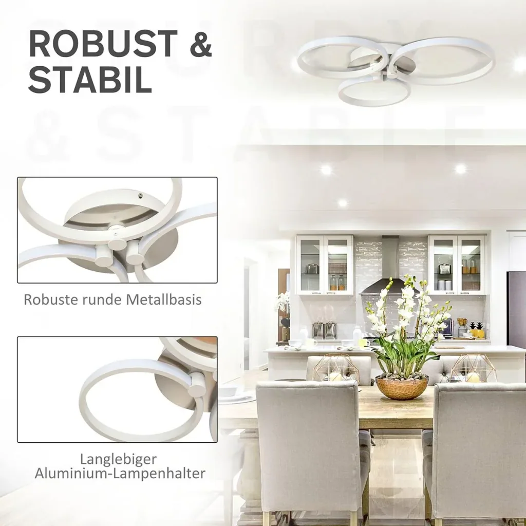 Ceiling light with three circular lamp bands silver/white