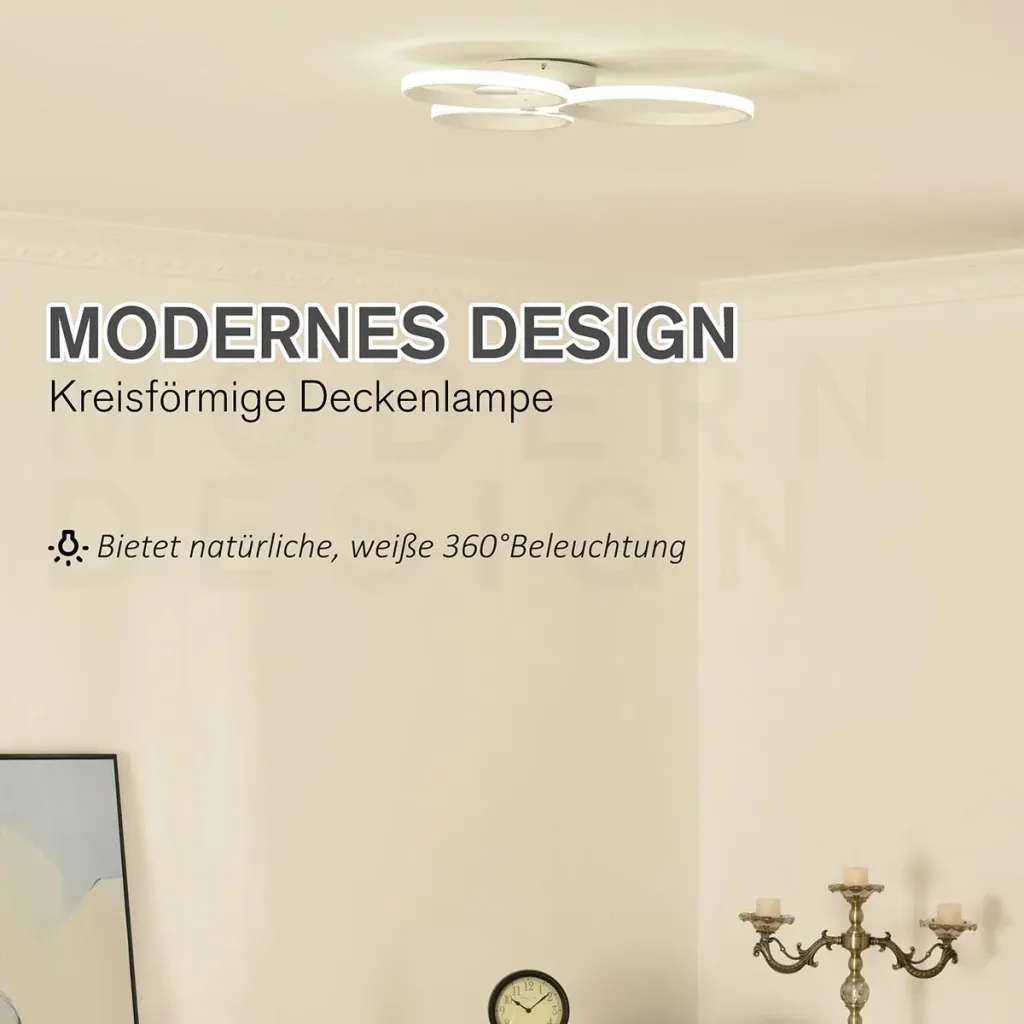 Ceiling light with three circular lamp bands silver/white