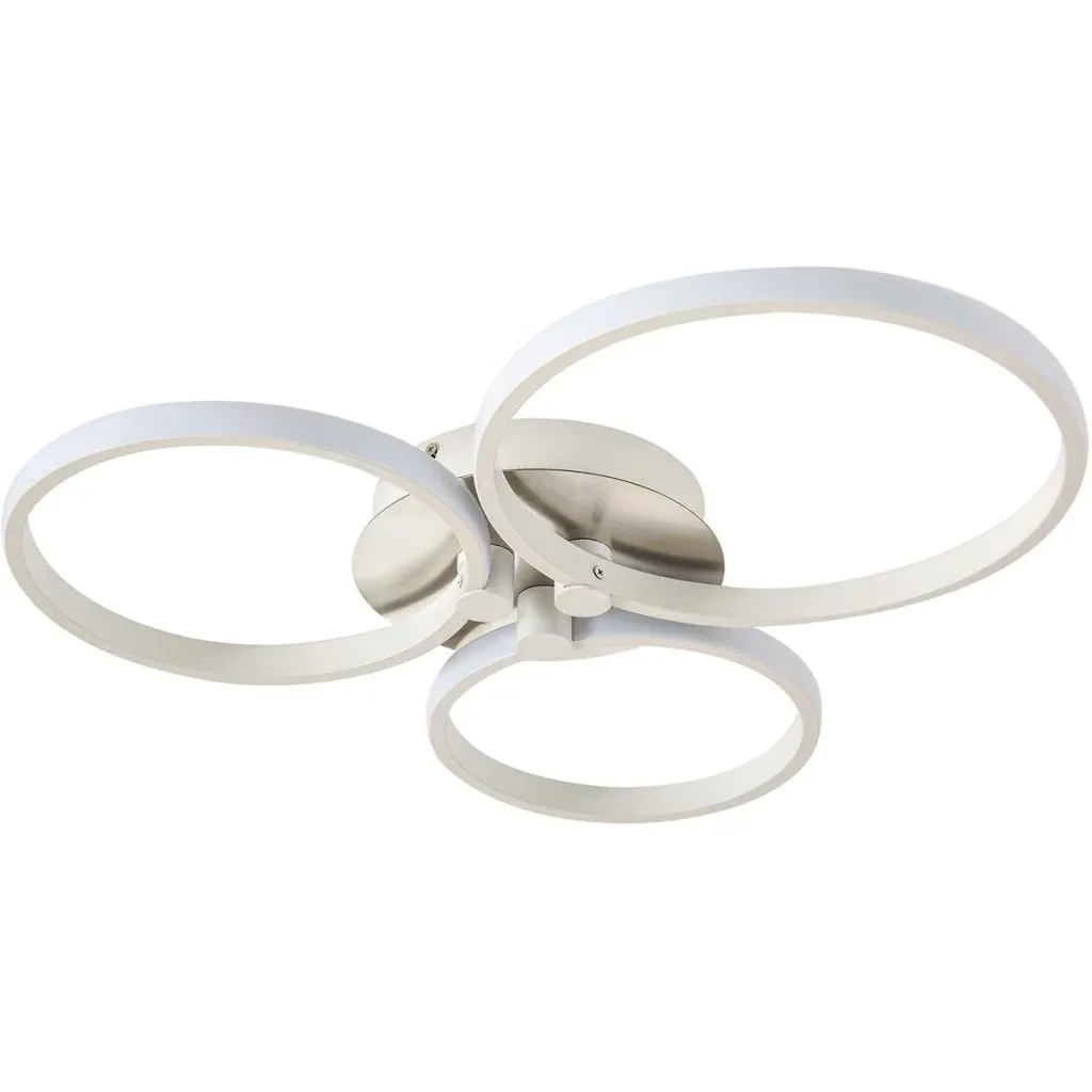 Ceiling light with three circular lamp bands silver/white