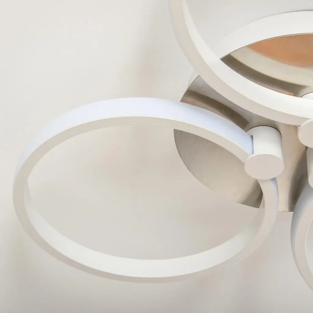 Ceiling light with three circular lamp bands silver/white