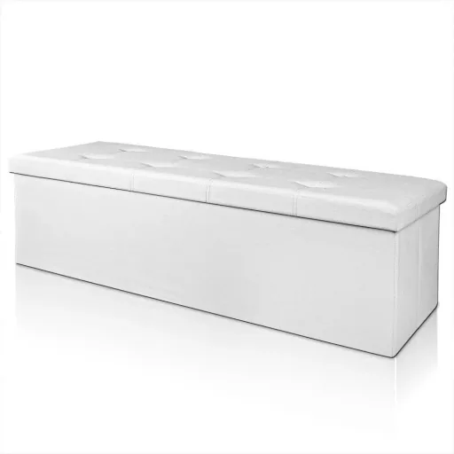 Bench with shelf, white | foldable | 114 x 40 x 40 cm