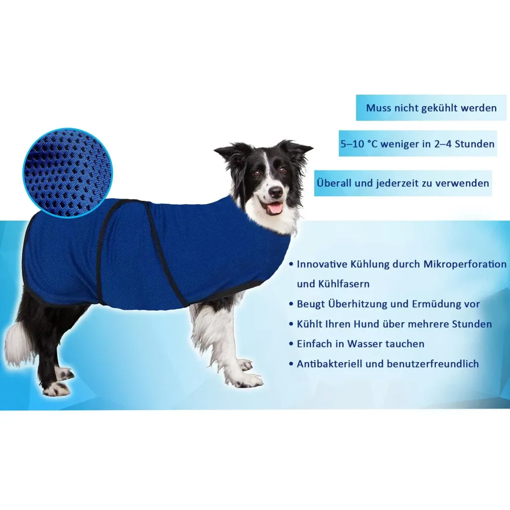 Dog Cooling Vest Cooling Jacket Cooling Vest Fast Cooling Polyester Blue Ø40 x 46 cm