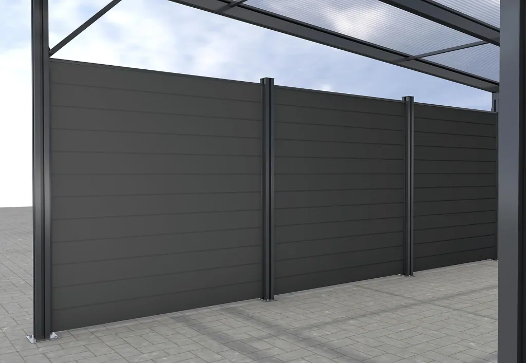 Side wall for carports, anthracite, 5.82 x 1.86 m, WPC boards dark grey