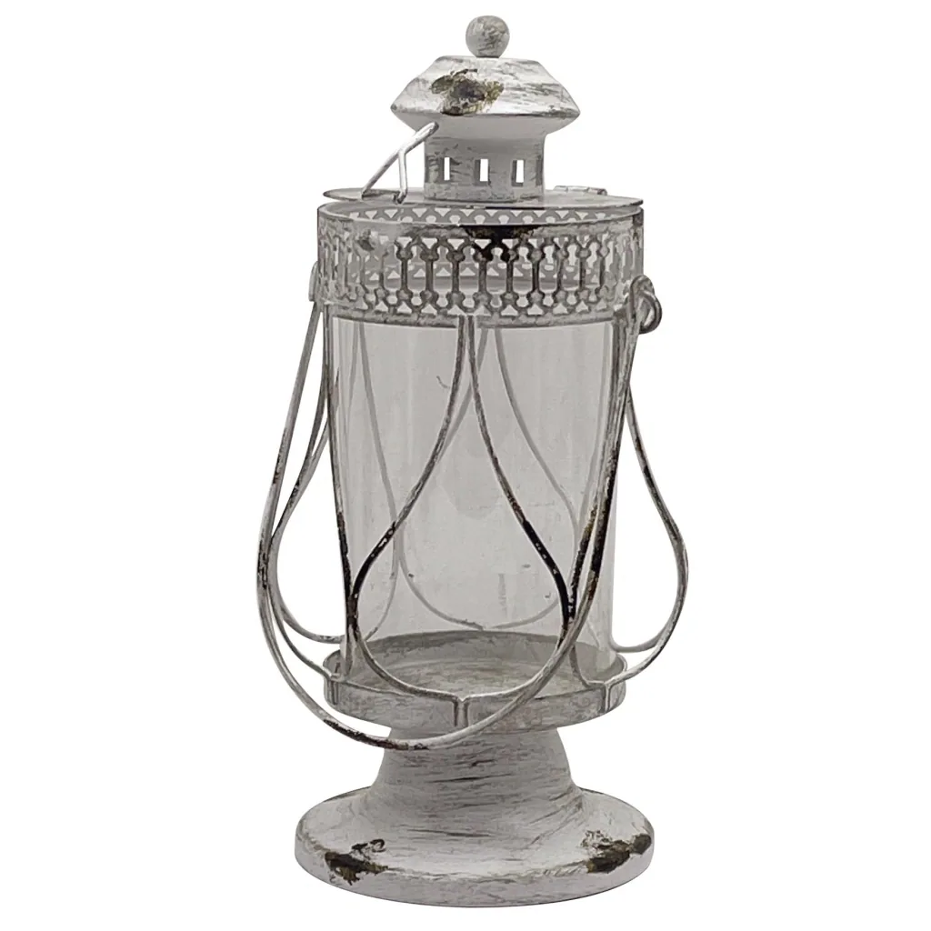 Metal lantern in antique grey