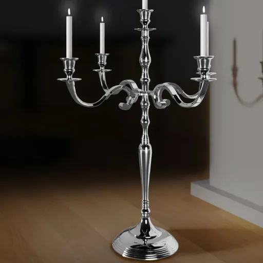 Candlestick 80cm silver