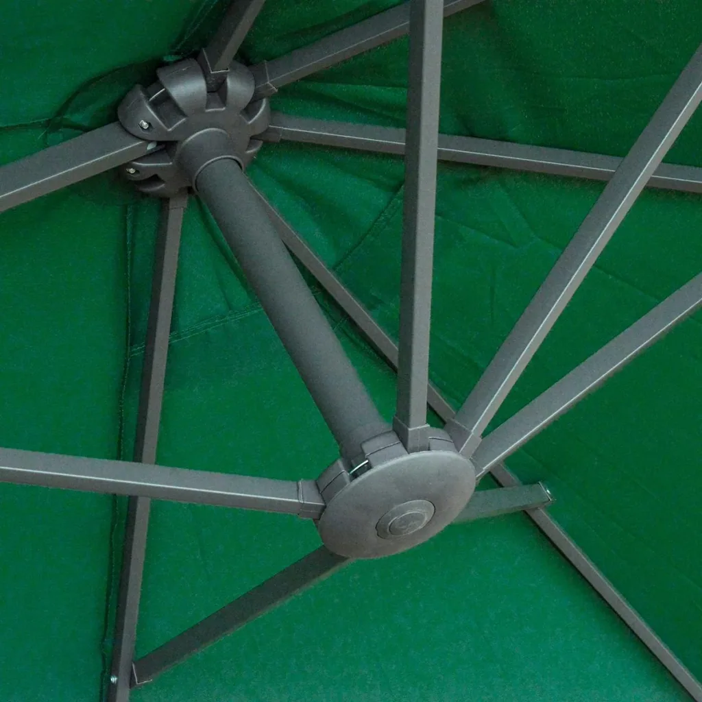 Double parasol with hand crank dark green