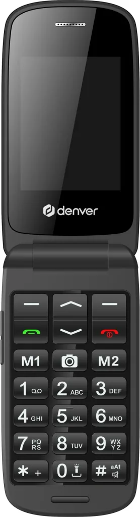 High-quality clamshell phone with extra-large buttons and 2.4" color display