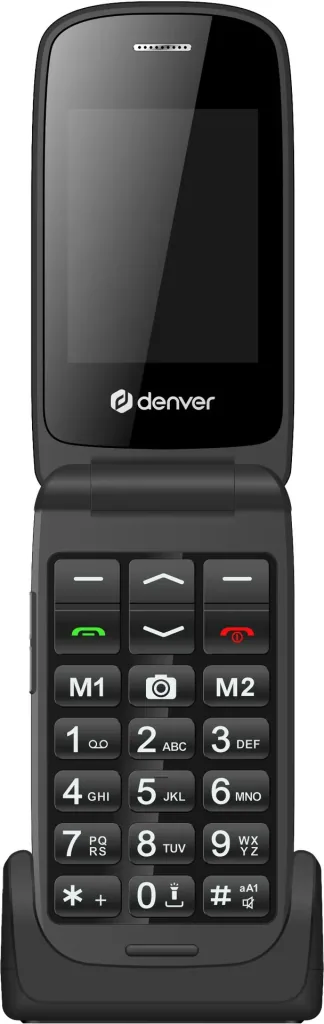 High-quality clamshell phone with extra-large buttons and 2.4" color display