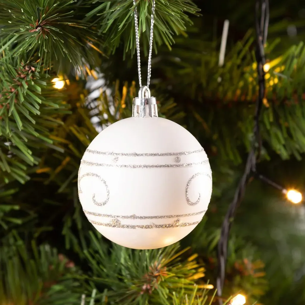 Baubles - Christmas tree lights - Christmas tree decorations - Set of 24 white