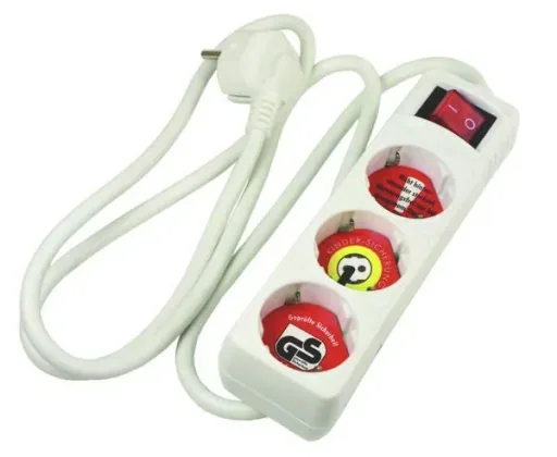 3-way power strip, white