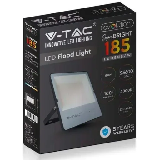 VT-150185 LED Floodlight - 150 W - 23600 Lm - 4000K - Black - Extra Efficient