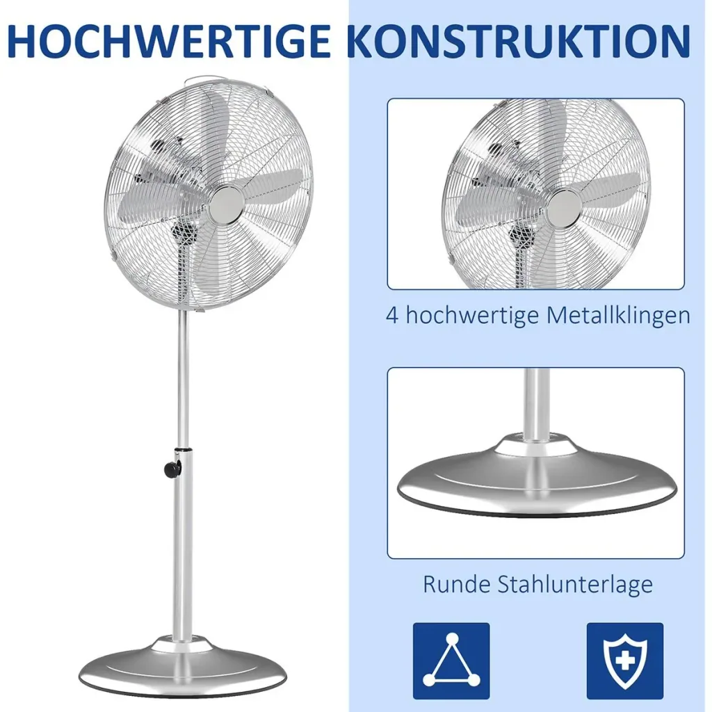 Pedestal fan with 3 speed levels silver