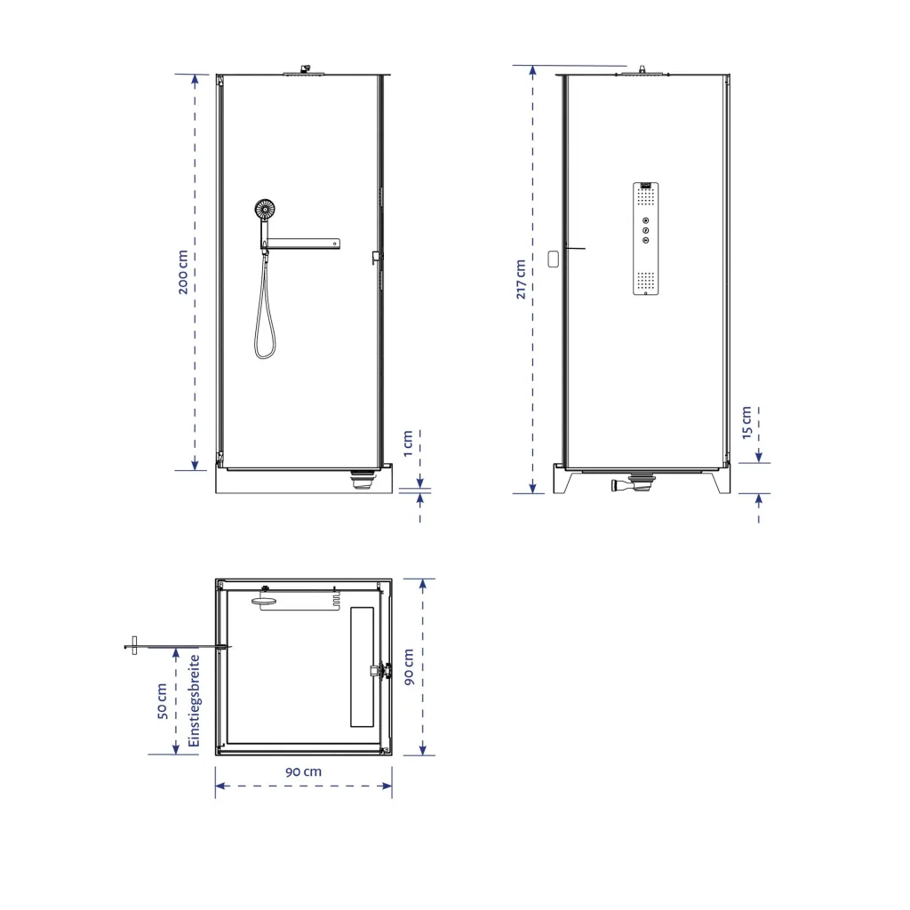 Komplettdusche "White Square" 90 x 90 x 215 cm