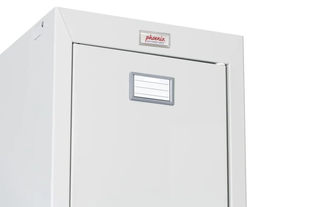 Locker PL Series - 4 doors with key lock, 300 mm deep, grey