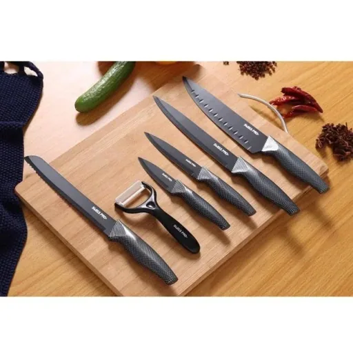 Kitchen knife set - 6-piece - Carbon - Black