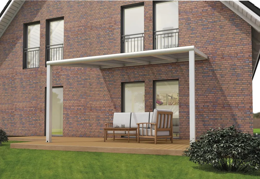 Patio roof Pro, white, 3 x 4 m - polycarbonate multi-wall sheets 16 mm, clear