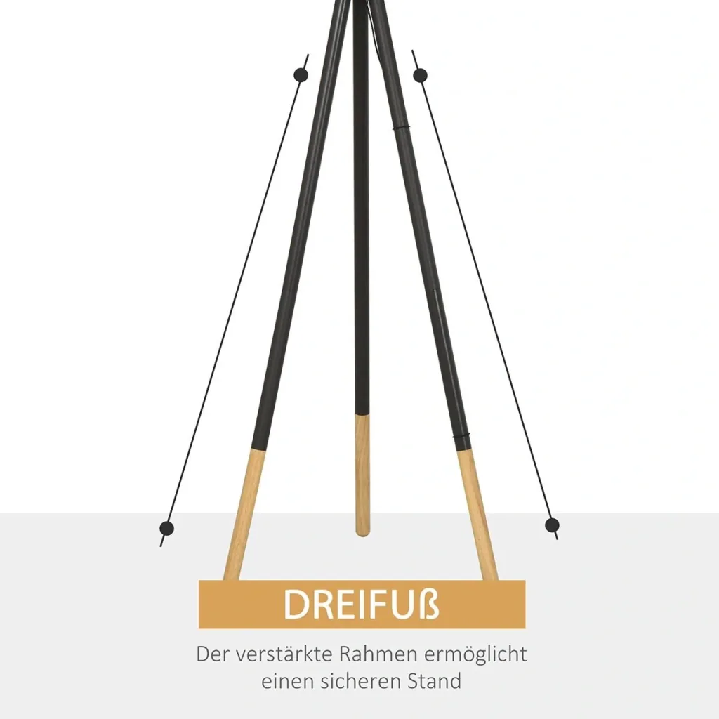 Designer floor lamp with tripod and foot switch grey