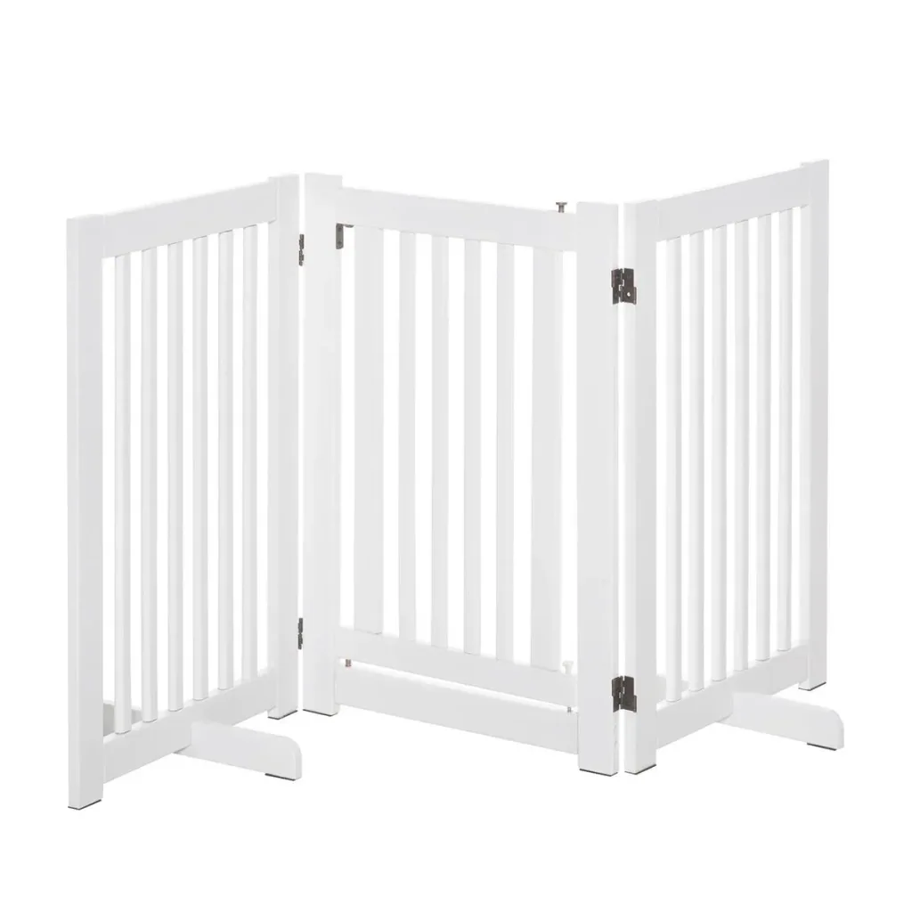 Barrier gate for dogs, protective gate, dog gate, door gate, white, 155 x 1.5 x 76 cm