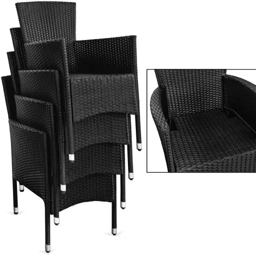 Garden set polyrattan Milan 6+1 set - black