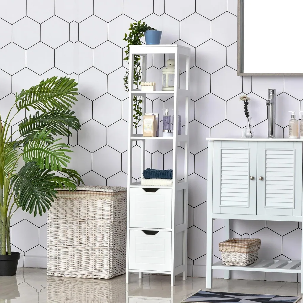 Cabinet with 2 drawers and 3 open shelves