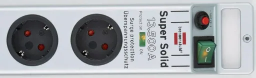 Super-Solid 5-way power strip with 13500 A surge protection, silver