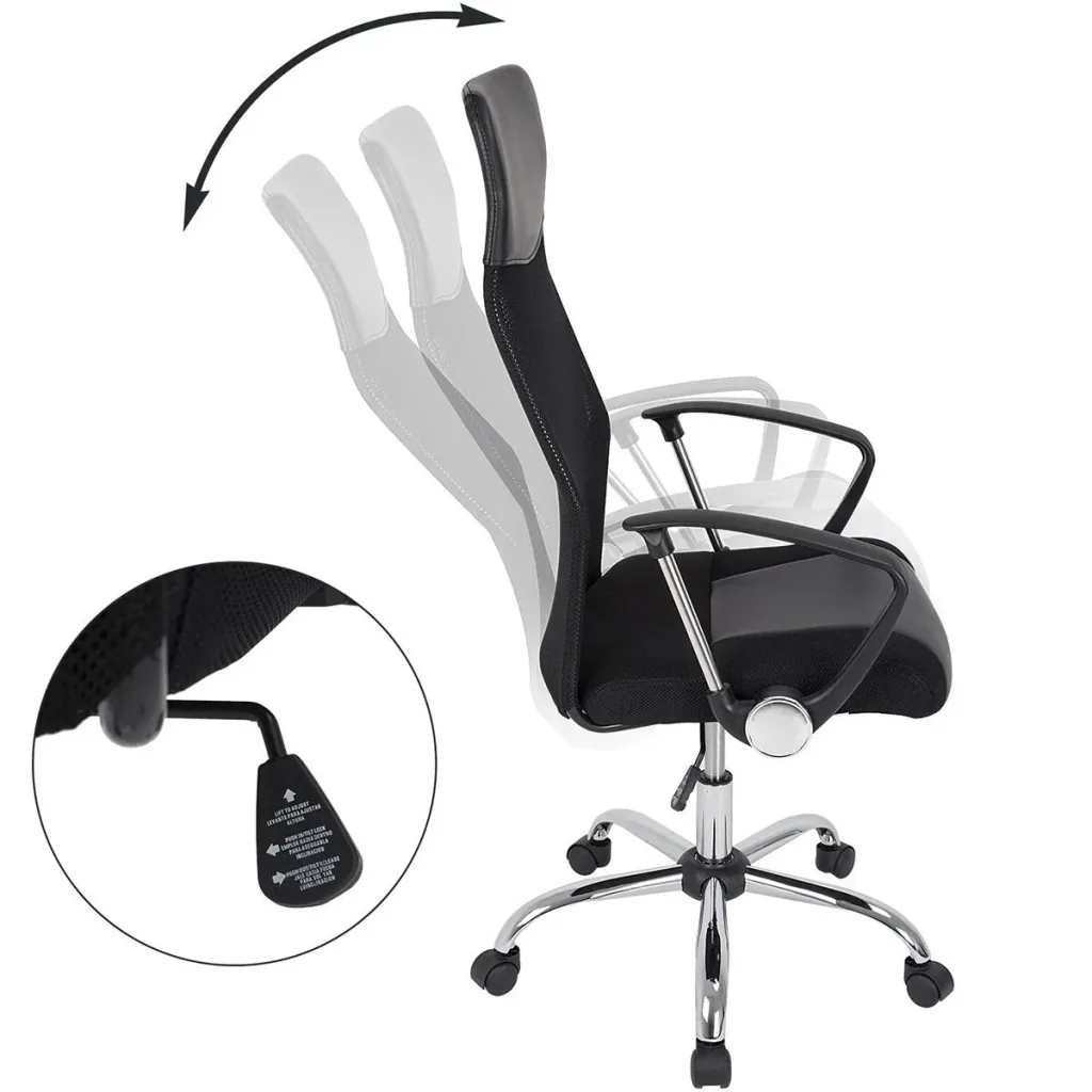 Swivel chair with black mesh fabric