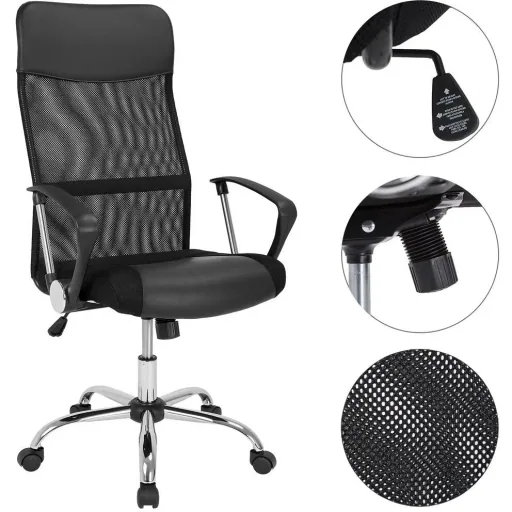 Swivel chair with black mesh fabric