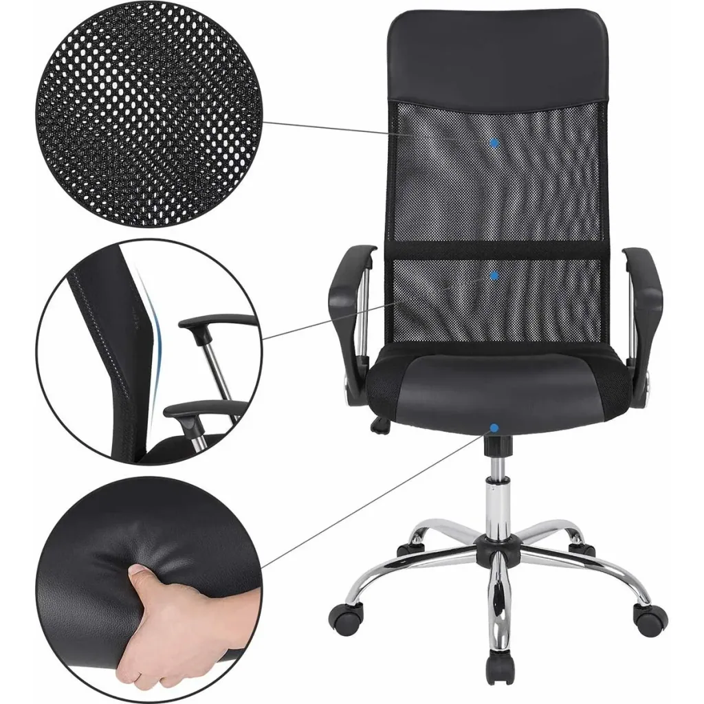 Swivel chair with black mesh fabric