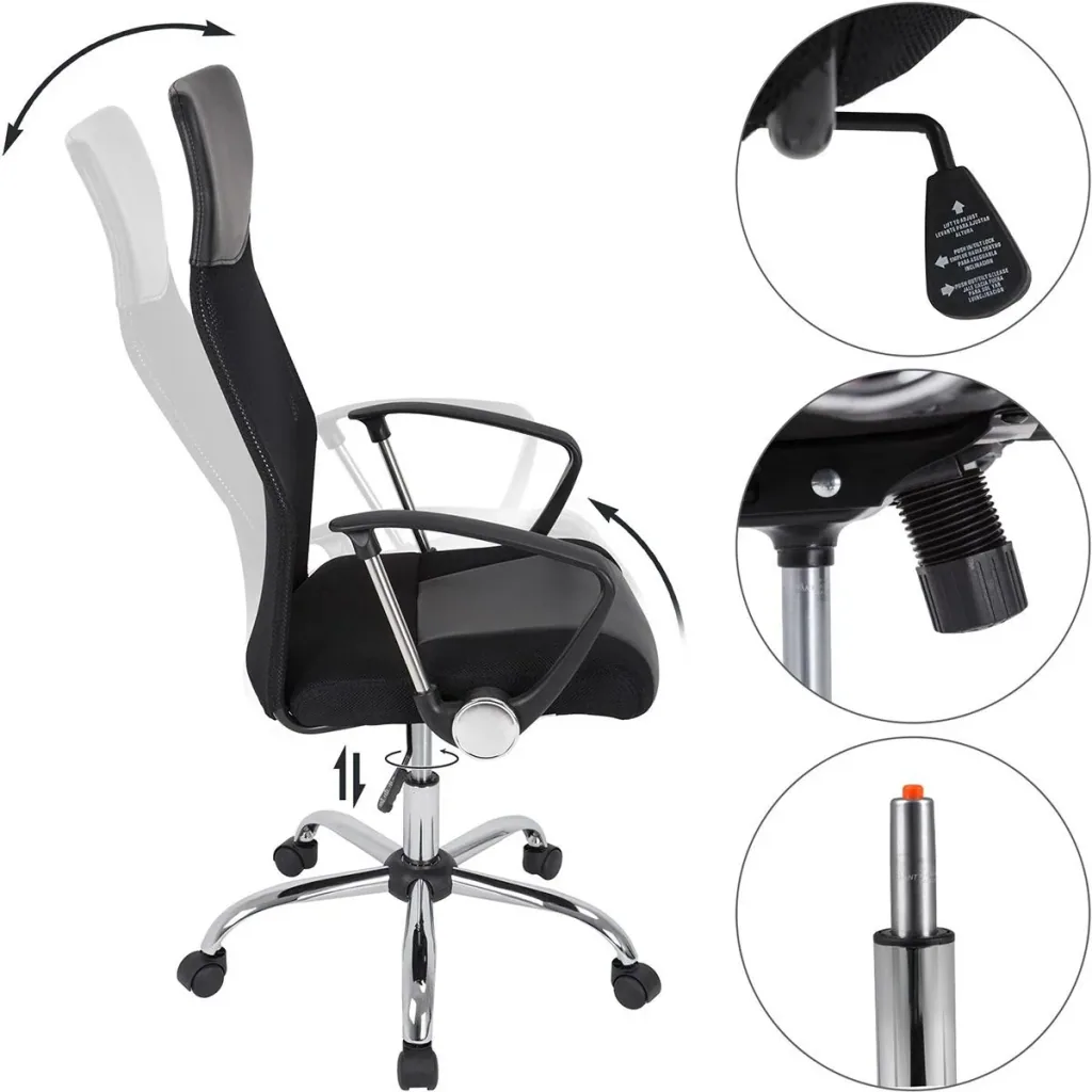 Swivel chair with black mesh fabric