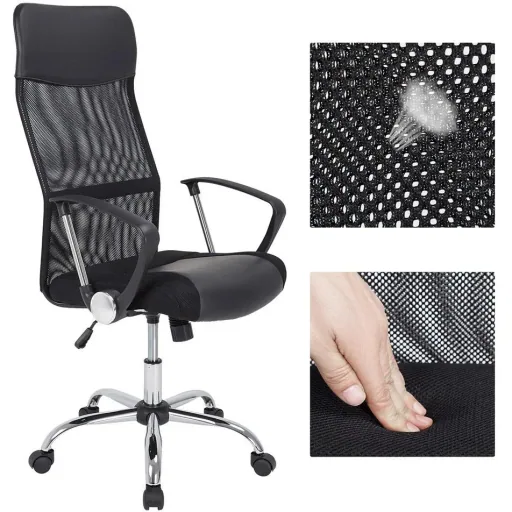 Swivel chair with black mesh fabric