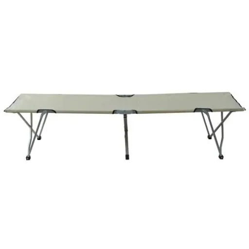 Camp bed, camping bed, lounger, folding bed with bag, beige