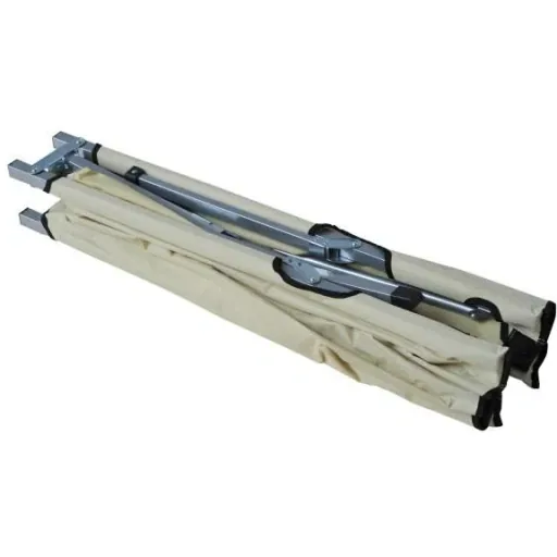 Camp bed, camping bed, lounger, folding bed with bag, beige