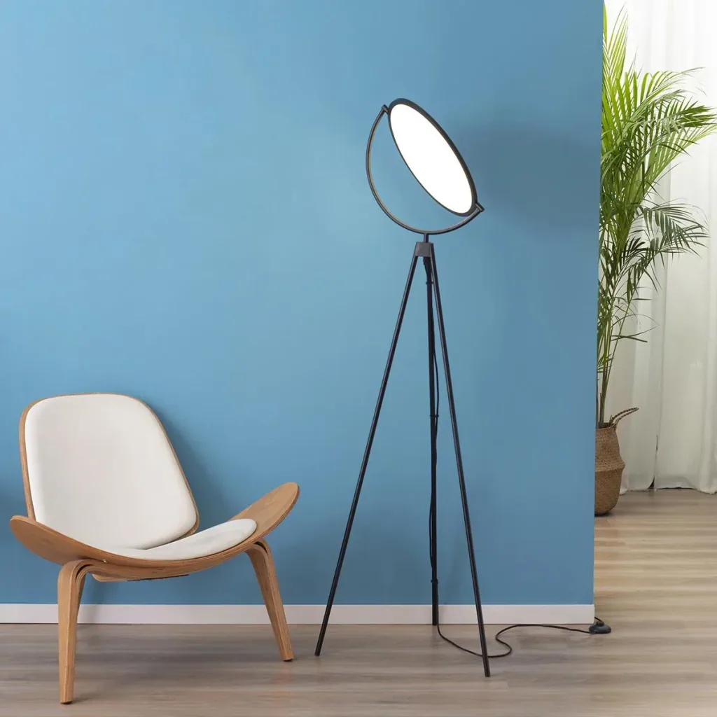Floor lamp with LED adjustable by 350 degrees floor lamp lamp industrial floor lamp ABS black 60 x 60 x 163 cm