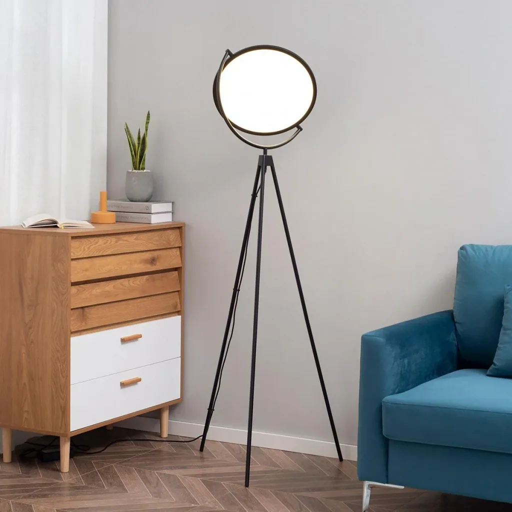 Floor lamp with LED adjustable by 350 degrees floor lamp lamp industrial floor lamp ABS black 60 x 60 x 163 cm
