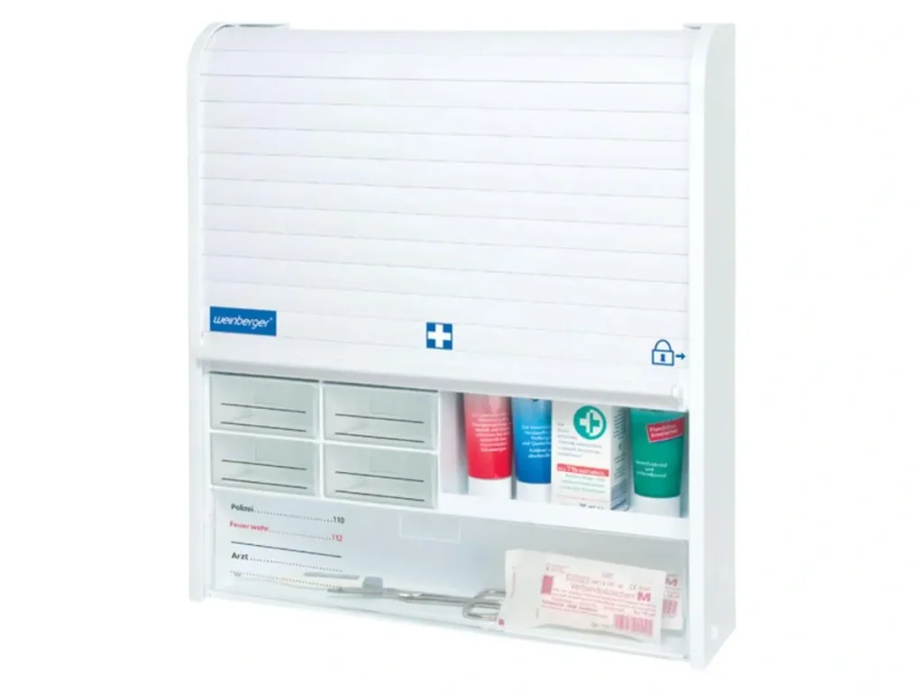Medicine cabinet with blinds