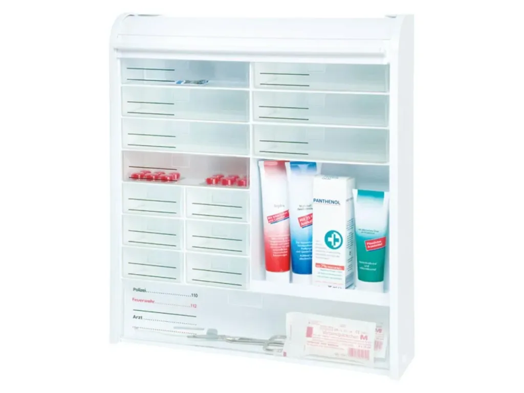Medicine cabinet with blinds