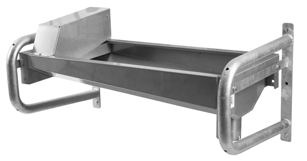 Heatable trough drinker 190cm made of stainless steel, with base frame
