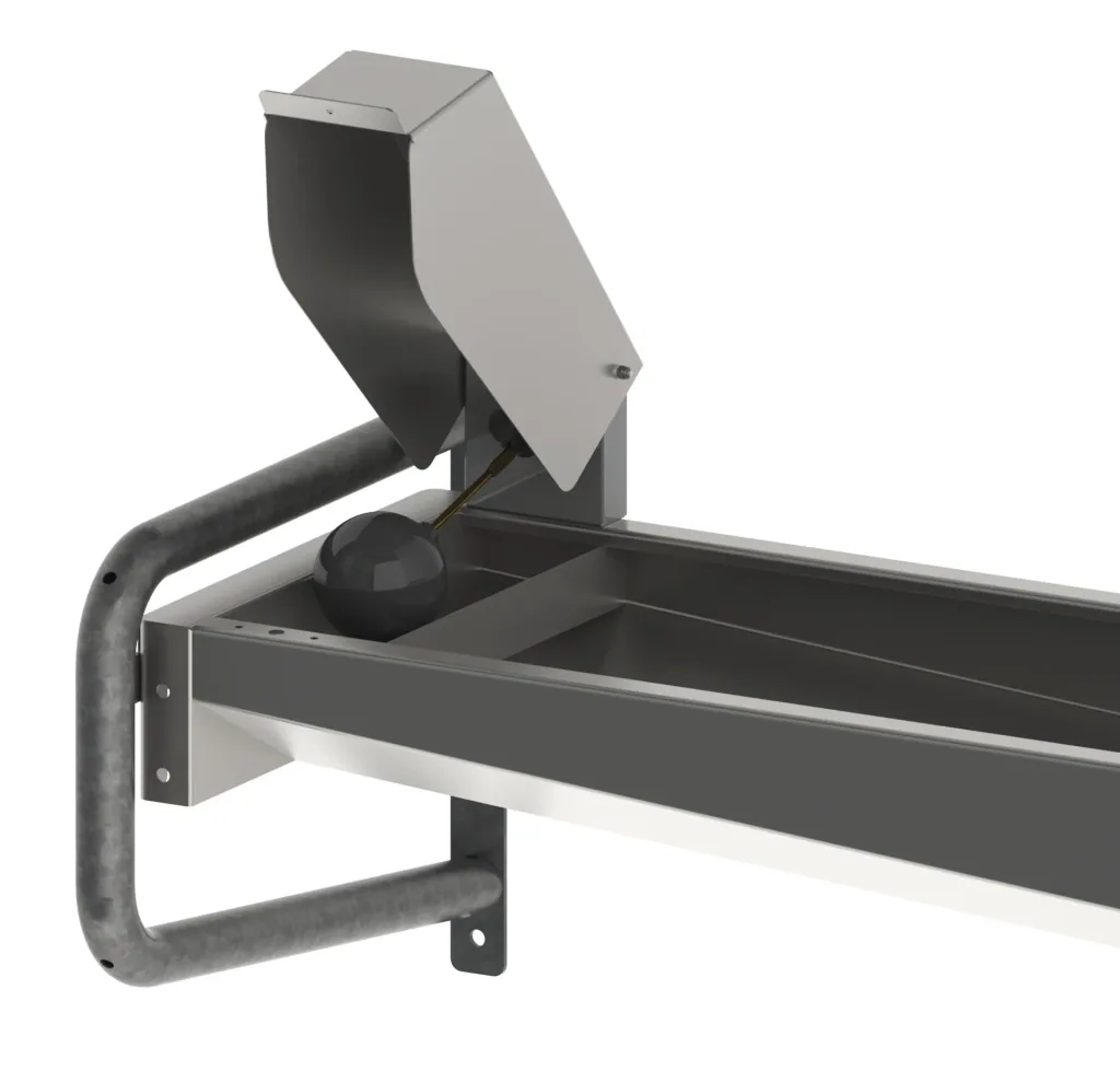 Heatable trough drinker 190cm made of stainless steel, with base frame