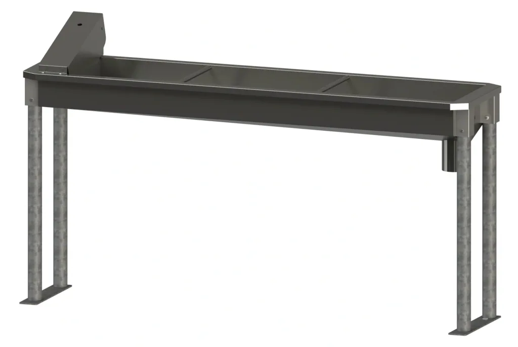 Heatable trough drinker 190cm made of stainless steel, with base frame