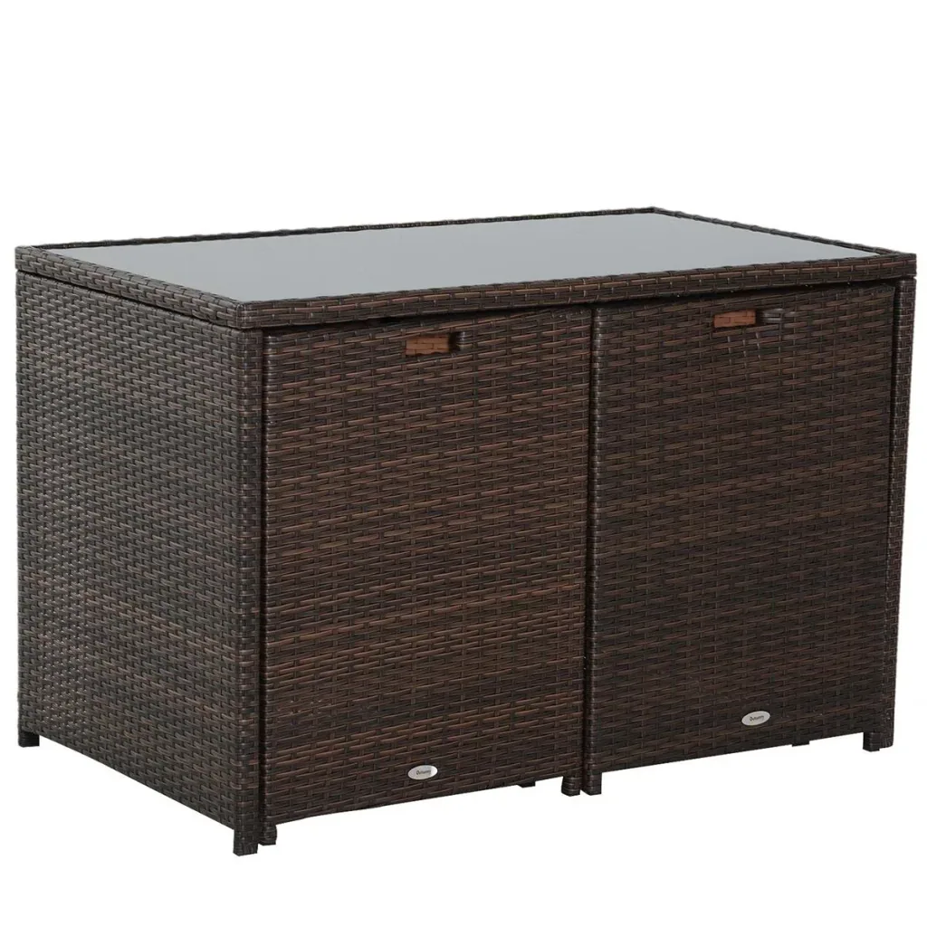 Polyrattan set as a 5-piece set brown/cream white