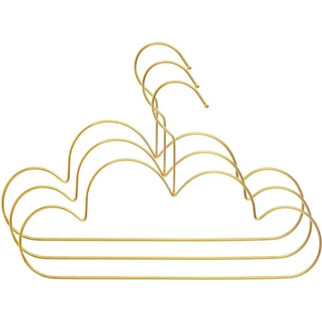 Set of 3 children's coat hangers - cloud motif - gold