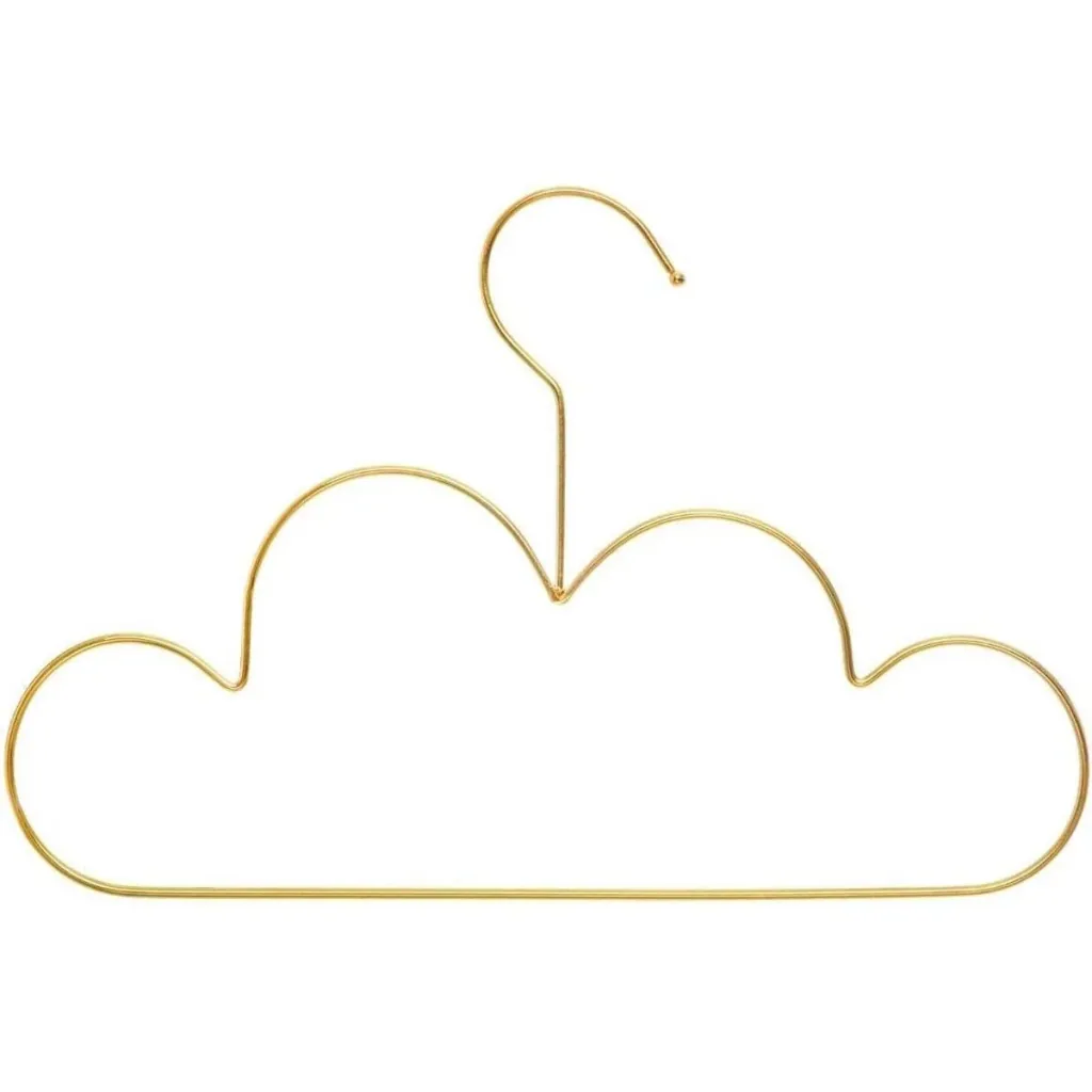 Set of 3 children's coat hangers - cloud motif - gold